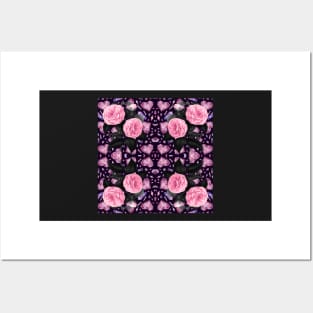 Crystal Hearts and Flowers Valentines Kaleidoscope pattern (Seamless) 4 Posters and Art